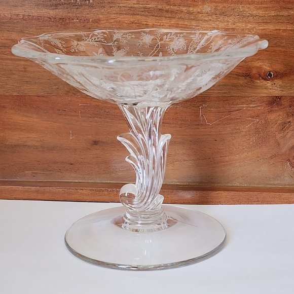 Fostoria Baroque Shirley Compote Pedestal Cheese Plate Stand Depression Glass - Picture 3 of 13